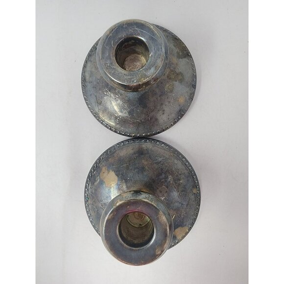 Pair‎ Of Sheffield Silver Co. EPC Candle Holders Vintage Tarnished - Picture 2 of 9